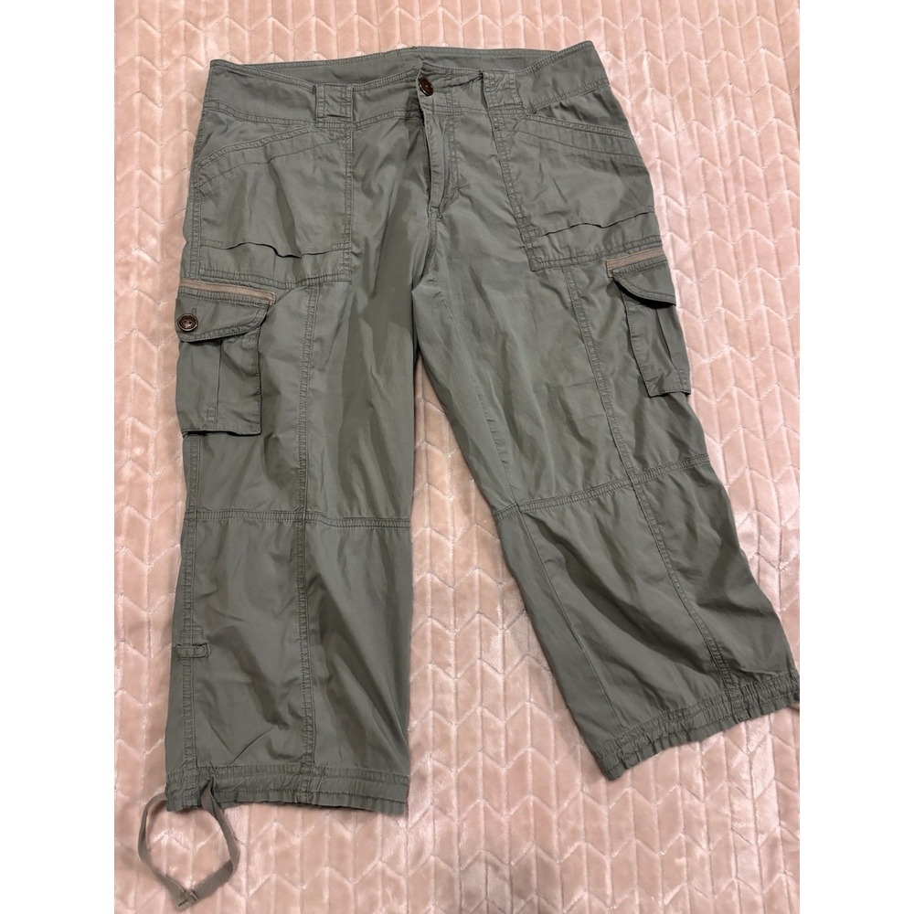 RUFF HEWN Cargo Capris Sz 10 Olive Green Utility Drawstring Gorpcore Y2K Pant